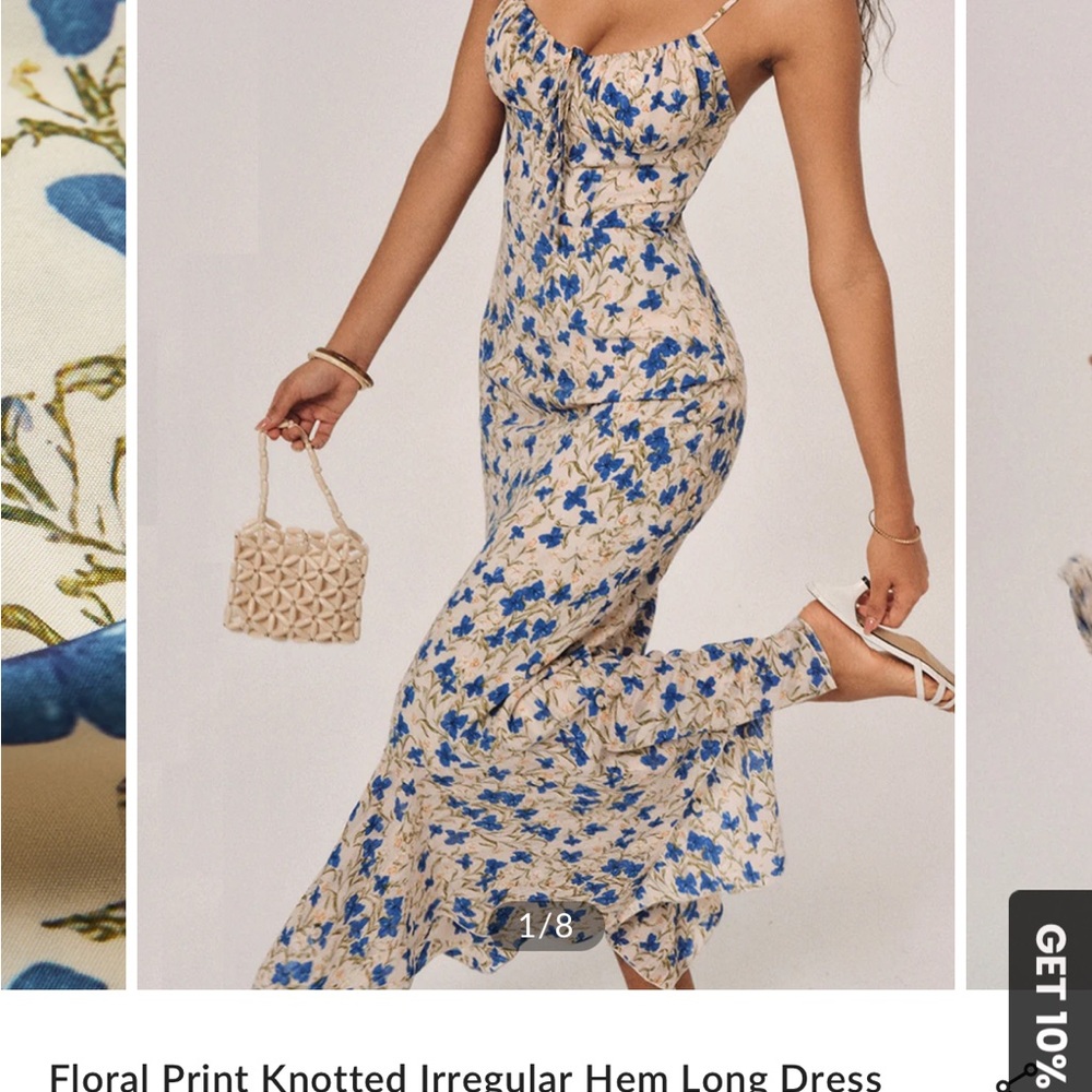 Commense Blue Floral High Low Dress